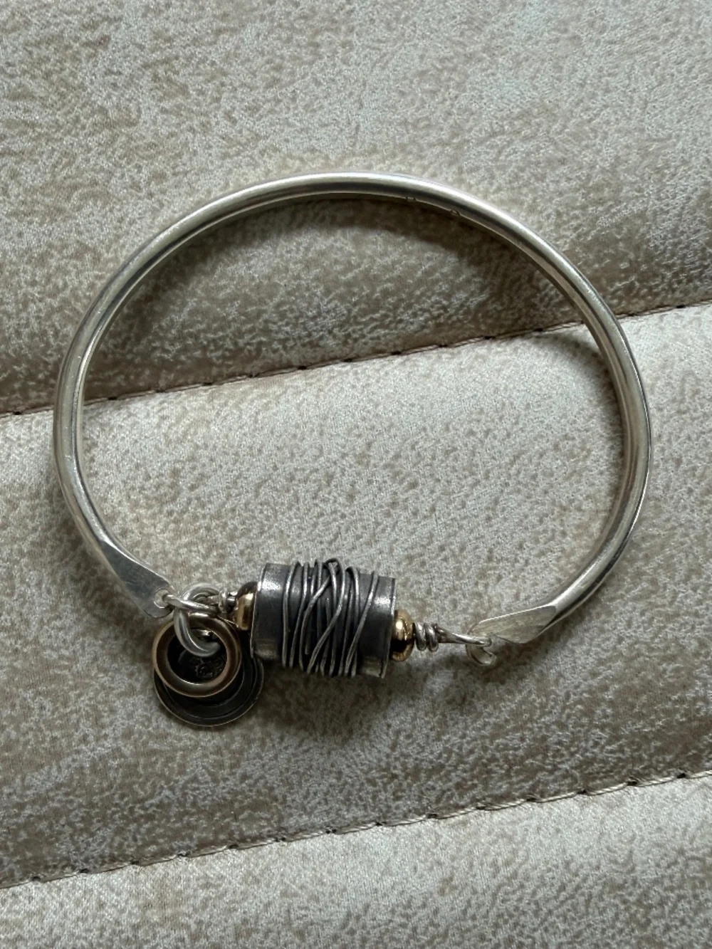 Vintage Sterling Silver 1984 Jabberwocky Wire Wrapped Artisan Bangle Bracelet